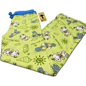 Peanuts Snoopy Lounge Bottoms Women’s Small  Cute Pj Pants Green, NEW!